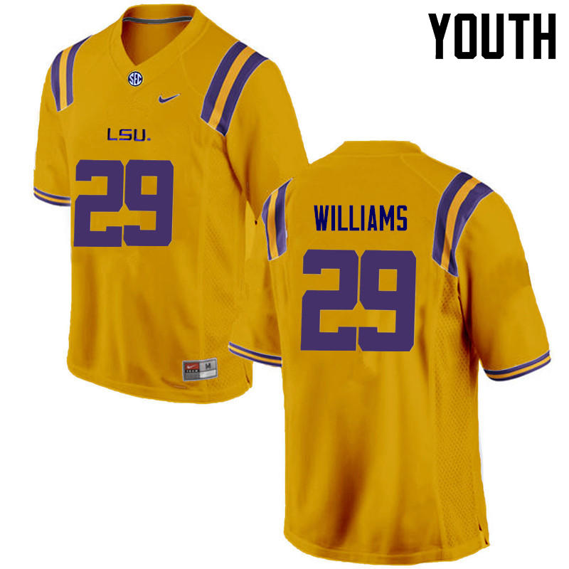 Youth LSU Tigers #29 Andraez Williams College Football Jerseys Game-Gold - Click Image to Close